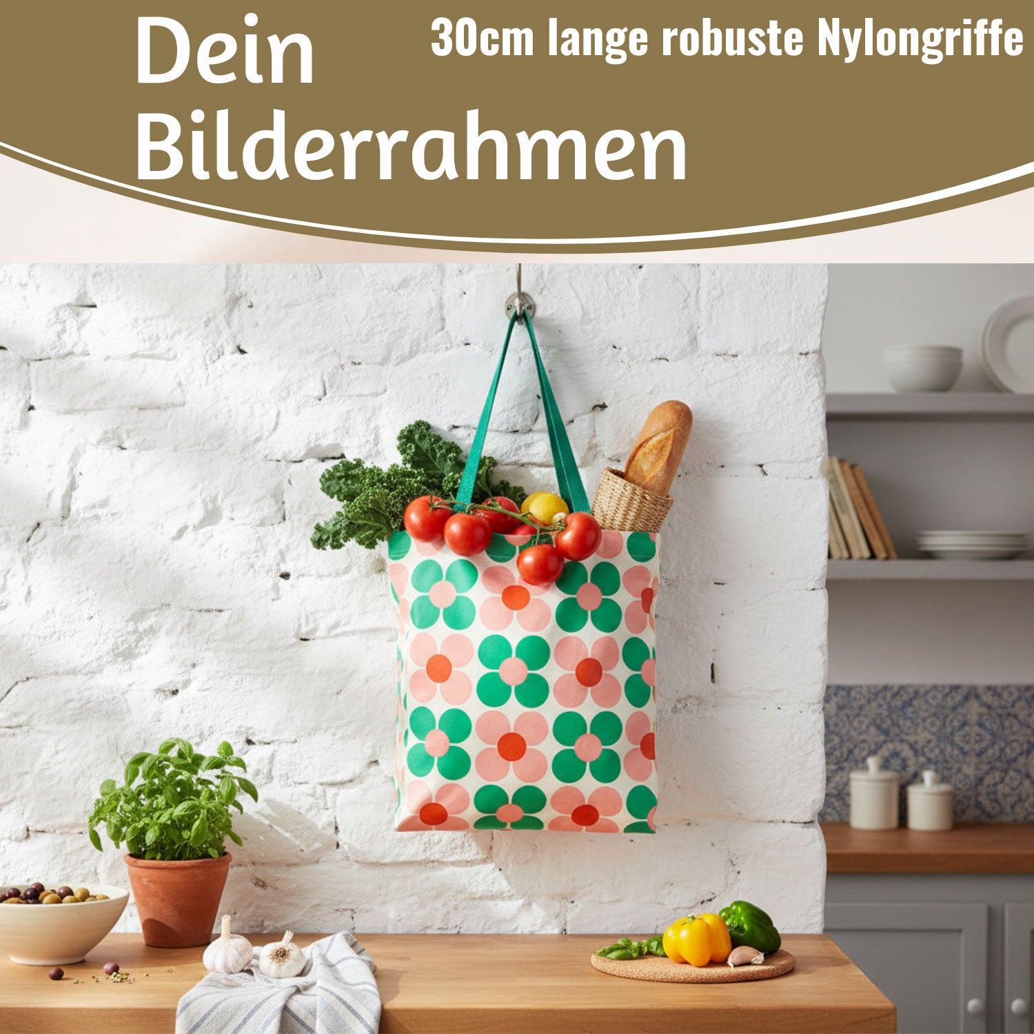 LS-LebenStil Retro Shopper Daisy pink-grün faltbar 40x34x15 cm