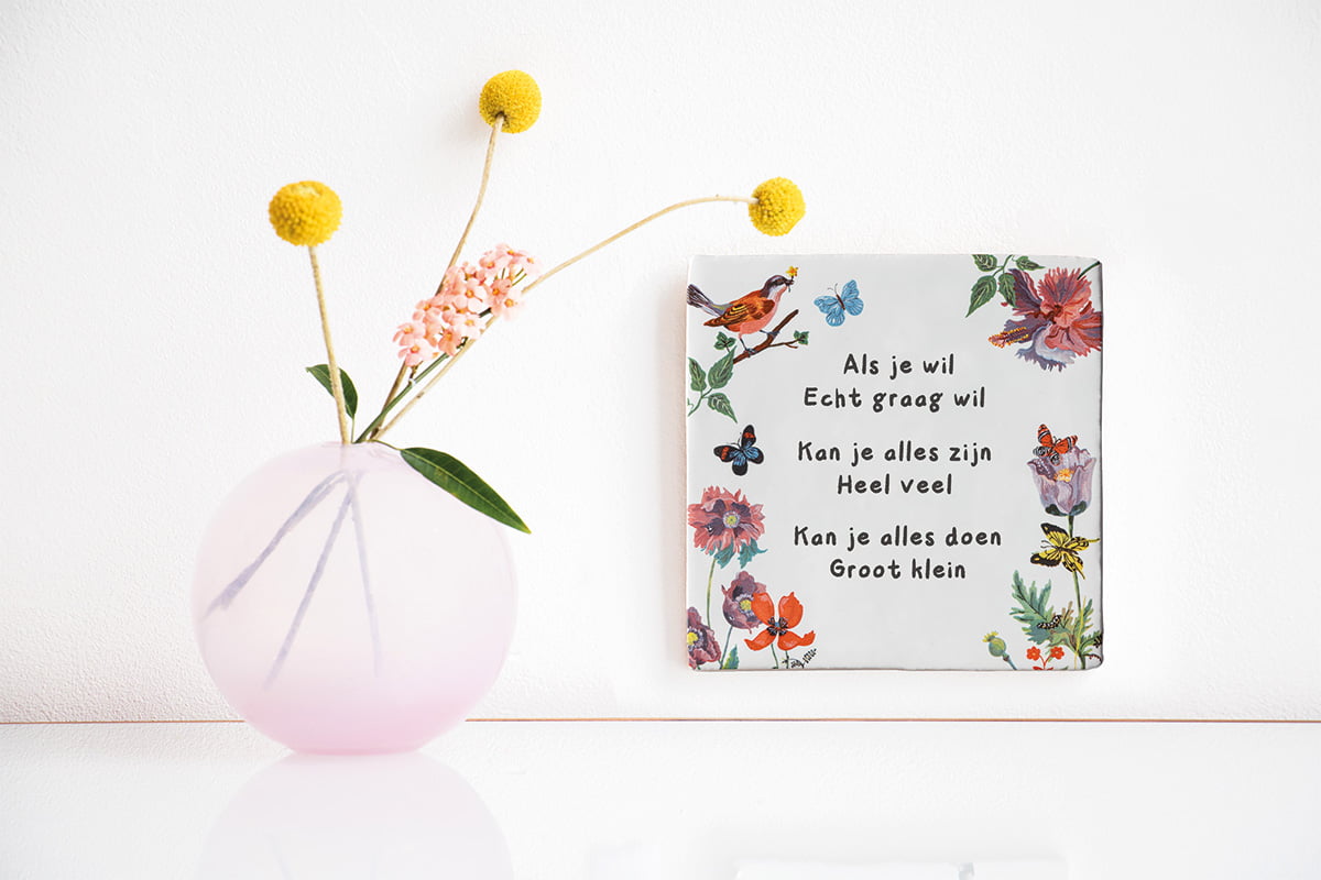 Storytiles Delft Blue Vlinders Fliese S 10x10 cm personalisierbar
